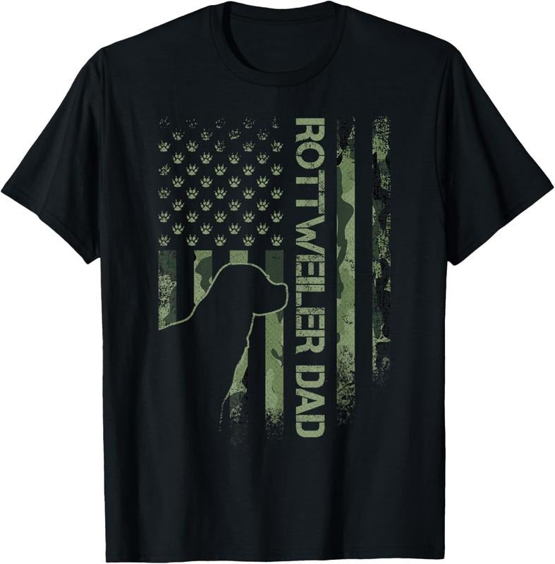 100% Cotton Vintage USA Camo Flag Proud Rottweiler Dad Rottie Silhouette T-Shirt Hoodie, Sweatshirt | PrintMintTees.com