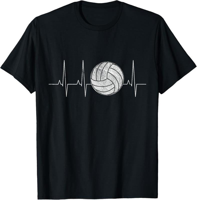 100% Cotton Volleyball Heartbeat As Funny Volleyball Gift Ideas T-Shirt Hoodie Sweatshirt | PrintMintTees.com