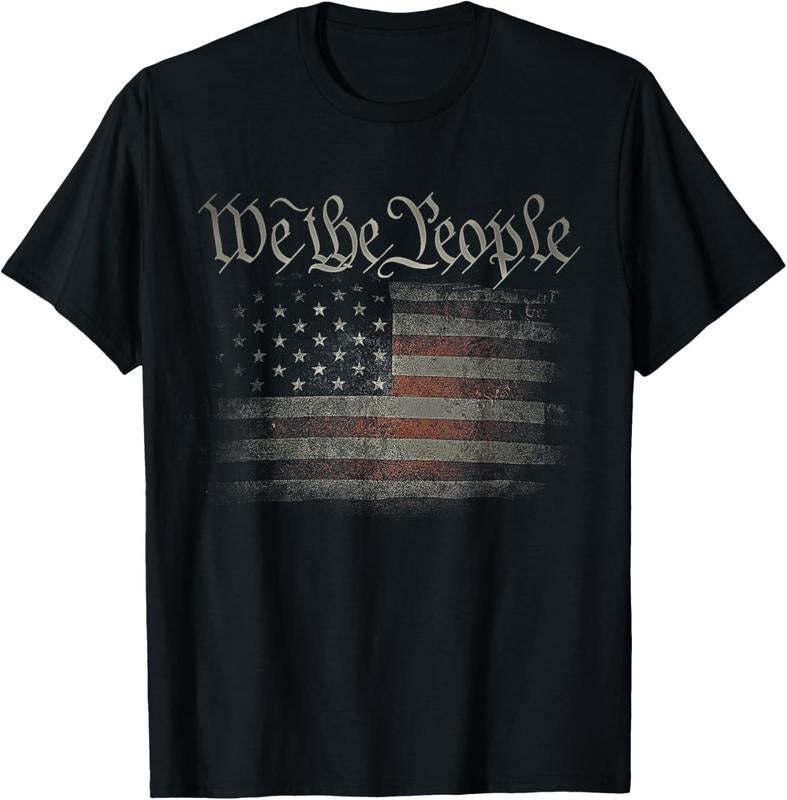 100% Cotton We The People USA Flag 4th of July US Distressed Grunge US T-Shirt Hoodie Sweatshirt | PrintMintTees.com