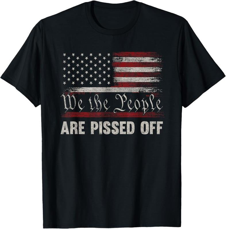 100% Cotton We People Are Pissed Off Vintage US America Flag FRONT T-Shirts, Hoodie, Sweatshirt