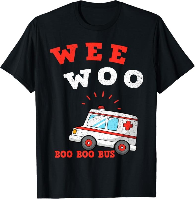 100% Cotton Wee Woo Boo Boo Bus Ambulance Funny EMS EMT Paramedic Gift T-Shirt Hoodie Sweatshirt | PrintMintTees.com