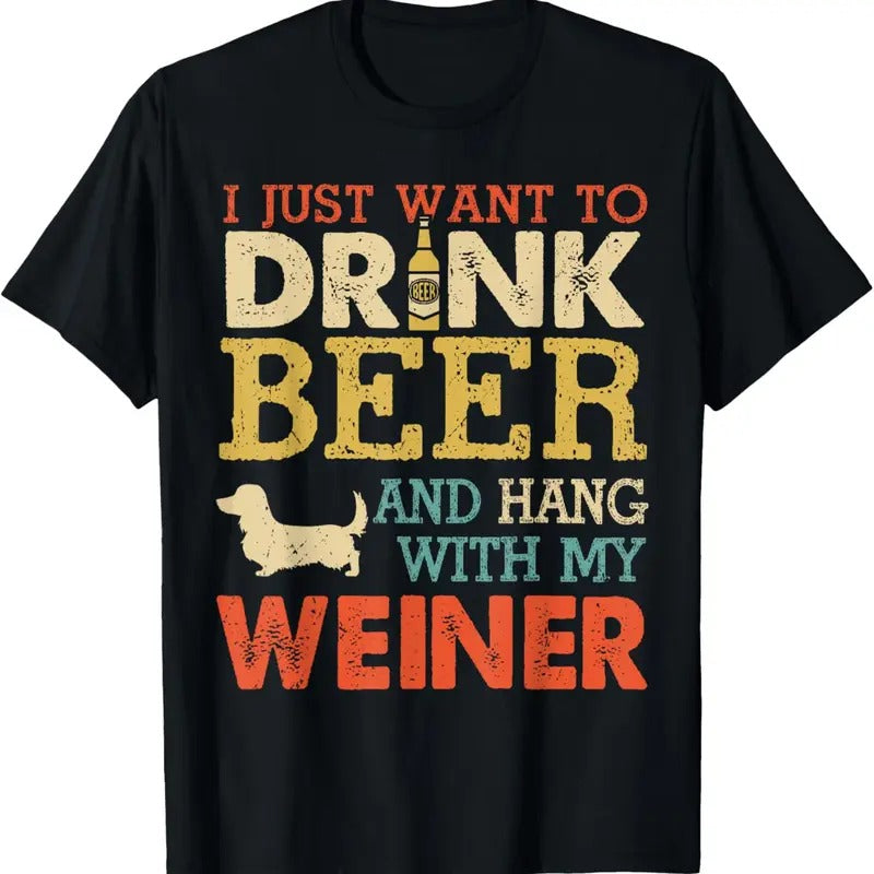 100% Cotton Weiner Dachshund Dad Drink Beer Hang Dog Funny Vintage T-Shirts, Hoodie, Sweatshirt