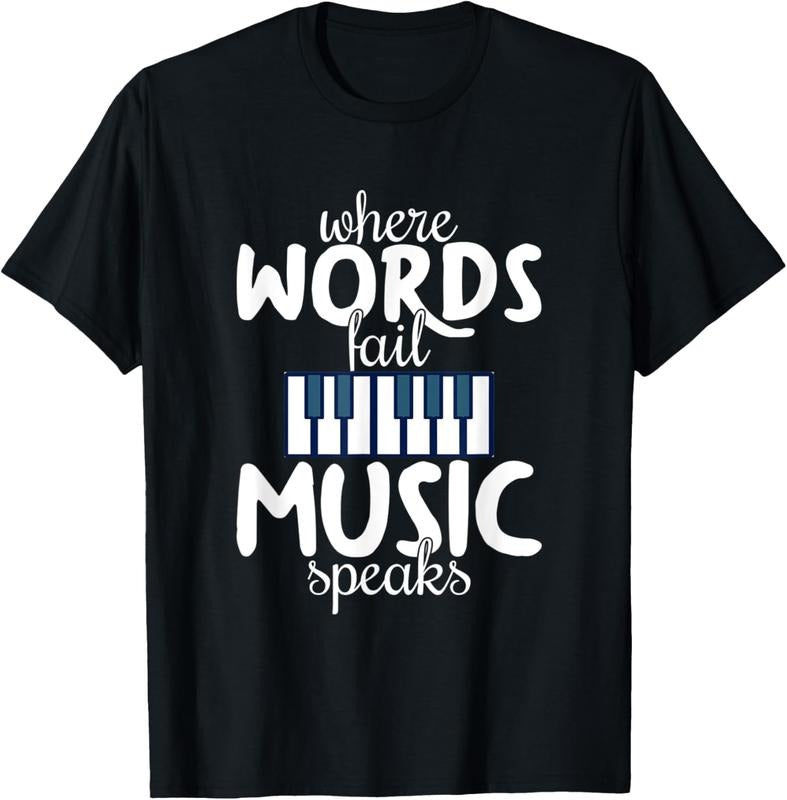 100% Cotton Where Words Fail Music Speaks | Music Lovers T-Shirt Hoodie Sweatshirt | PrintMintTees.com