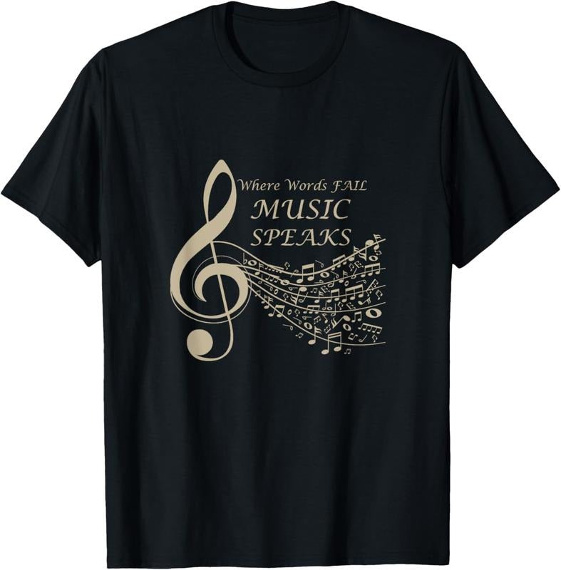 100% Cotton Where Words Fail Music Speaks Musical Music Notes T-Shirt Hoodie Sweatshirt | PrintMintTees.com