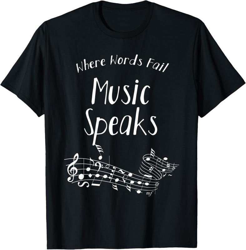 100% Cotton Where Words Fail Music Speaks Musical Shirt Broadway Notes T-Shirts, Hoodie, Sweatshirt