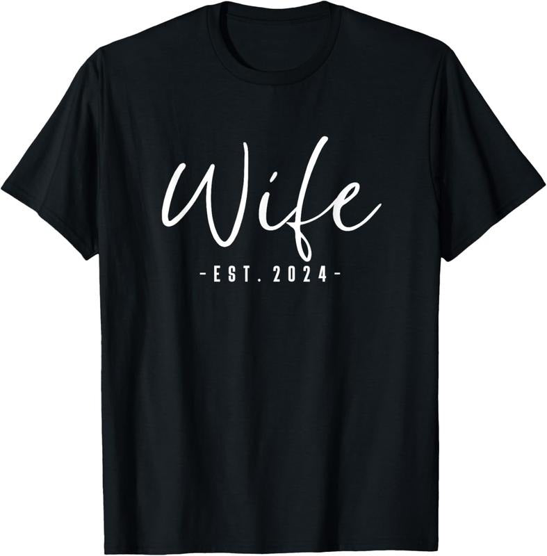 100% Cotton Wife Est 2024 Just Married Honeymoon Wedding Couples T-Shirts, Hoodie, Sweatshirt