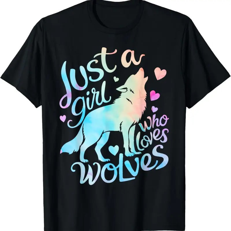 100% Cotton Wolf Lover Just Girl Who Loves Wolves T-Shirts, Hoodie, Sweatshirt