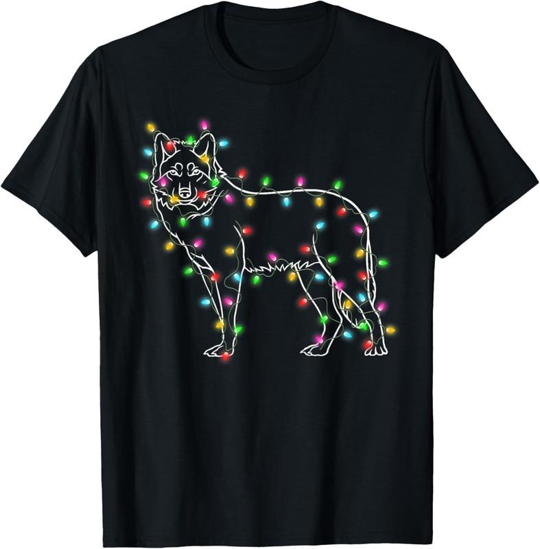100% Cotton Wolfs Tree Christmas Sweater Xmas Pet Animal Wolf Lover Gift T-Shirt Hoodie Sweatshirt | PrintMintTees.com