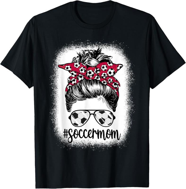 100% Cotton Mom Life Soccer Mom Messy Bun Funny T-Shirts, Hoodie, Sweatshirt