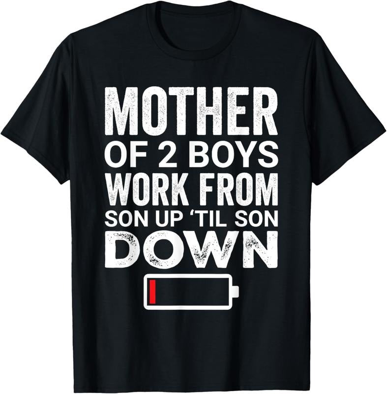 100% Cotton Women Mother of Two 2 Boys Mother of 2 Boys Mother's Day T-Shirt Hoodie, Sweatshirt | PrintMintTees.com