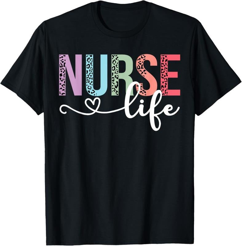 100% Cotton Women Nurse Life RN LPN CNA Leopard Nurse Week Healthcare T-Shirt Hoodie Sweatshirt | PrintMintTees.com