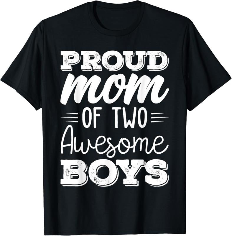 100% Cotton Women Two Mom of 2 Boys Mother's Day T-Shirt Hoodie Sweatshirt | PrintMintTees.com