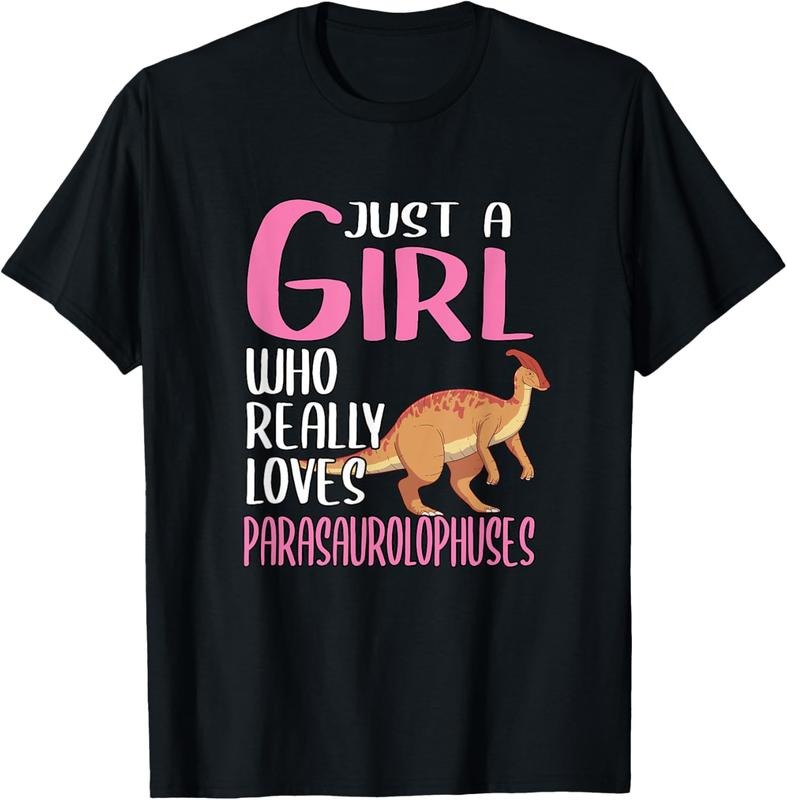 100% Cotton Womens Dino Just A Girl Who Really Loves Parasaurolophuses T-Shirt Hoodie Sweatshirt | PrintMintTees.com