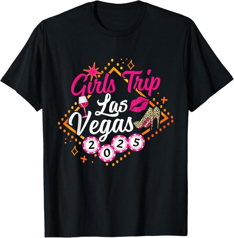100% Cotton Womens Girls Trip Vegas 2025 Girls Weekend Friends Matching T-Shirt Hoodie, Sweatshirt | PrintMintTees.com