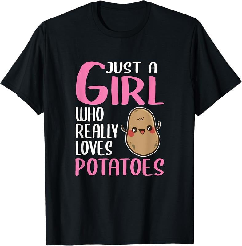 100% Cotton Womens Potatoe Gift Just A Girl Who Really Loves Potatoes T-Shirt Hoodie, Sweatshirt | PrintMintTees.com