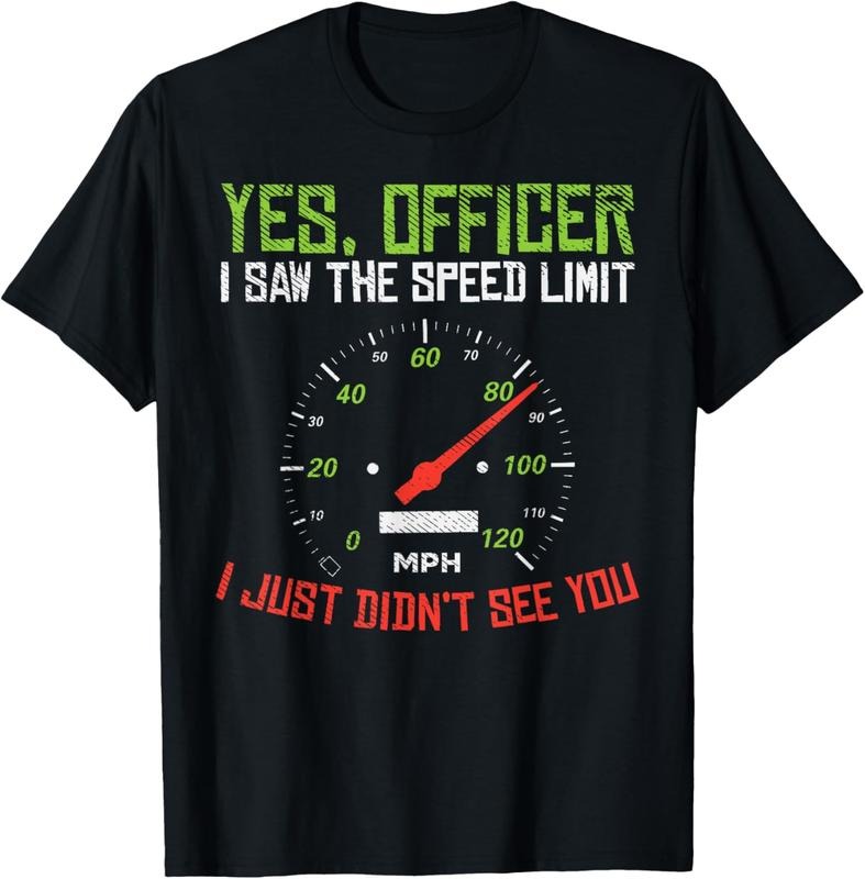 100% Cotton Yes Officer Speeding Funny Racing Race Car Driver Racer Gift T-Shirt Hoodie Sweatshirt | PrintMintTees.com