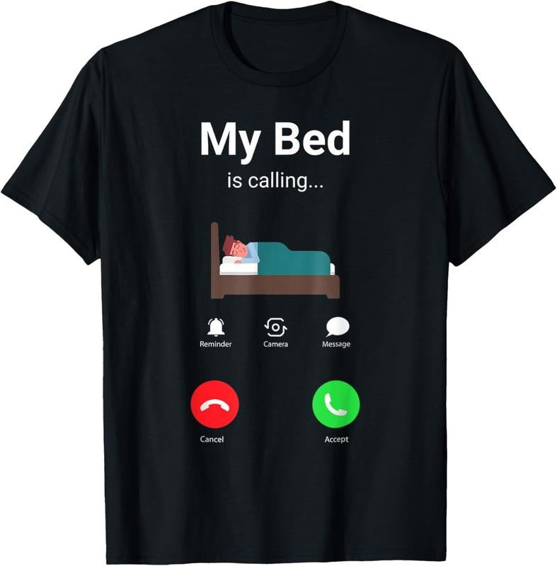 100% Cotton my bed is calling Phone Screen T-Shirtstyle{n002}2 Shirt Hoodie Sweatshirt | PrintMintTees.com