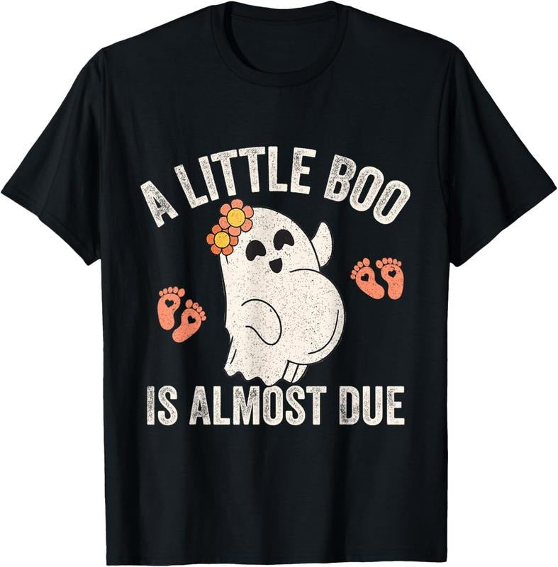 100% cotton A Little Boo is Almost Due Halloween Pregnancy Announcement T-Shirt women graphic shirts