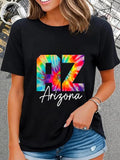 100% cotton Arizona Tie Dye AZ Vintage Retro T-Shirt women graphic shirts