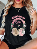 100% cotton Audiobook Girlie Funny Design T-Shirt women graphic shirts