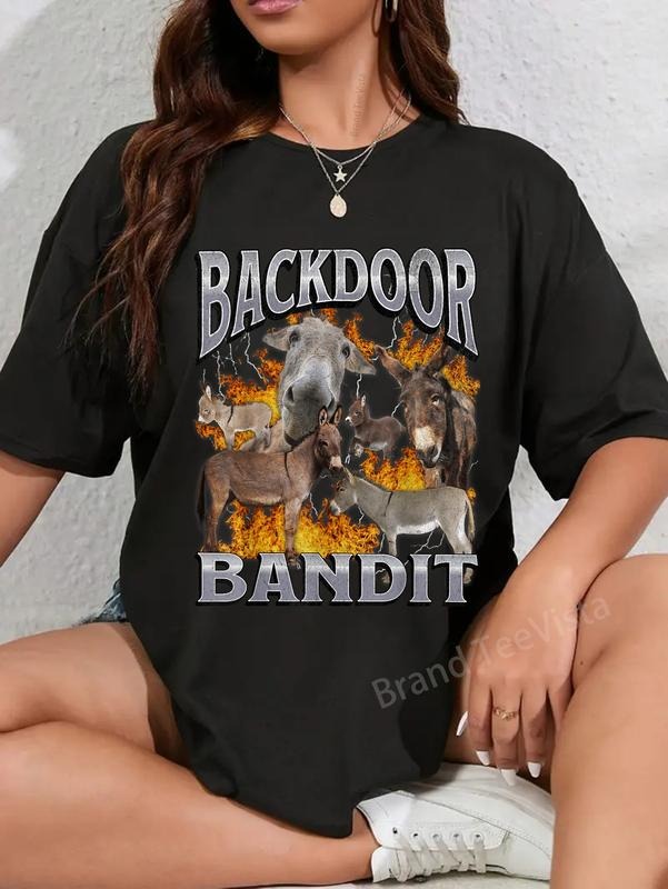 100% cotton Backdoor Eats Funny Offensive Donkey Meme Bootleg T-Shirt women graphic shirts