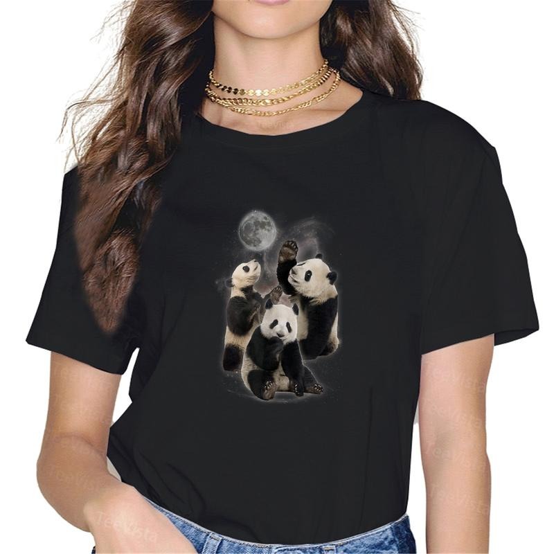 100% cotton Howling at the Moon Shirt - Funny Panda Shirt - Panda T-Shirt Black women graphic shirts