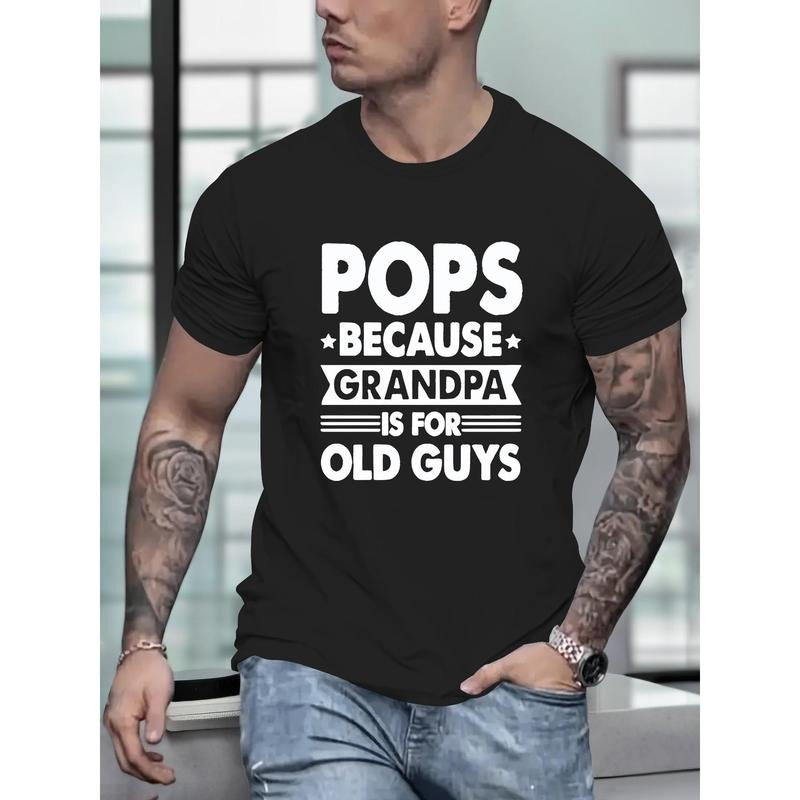 100% cotton T-shirt, Men's POPS Graphic Print T-shirt, Summer Trendy Athletic Short Sleeve Tees For Males, Stylish Casual...