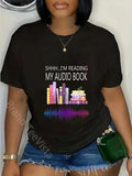 100% cotton shh i'm reading my audio book T-Shirt women graphic shirts