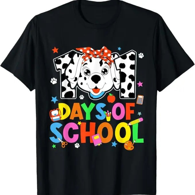 100 Day of School Shirt, 100 Days Of School Dalmatian Dog 100th Day Of School Funny T-Shirt
