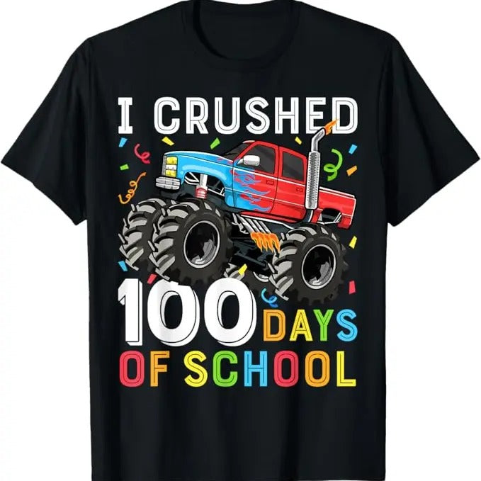 100 Day School Shirt 100 Days School Monster Truck 100th Day School Funny Casual Basic Smooth T-Shirts, Hoodie, Sweatshirt