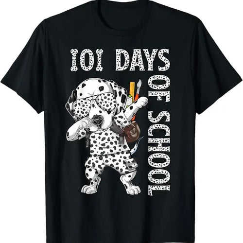 100 Day of School Shirt, 101 Days School Dabbing Dalmatian Dog Funny T-Shirt