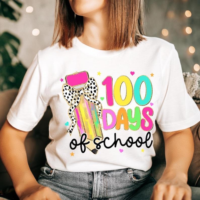 100 Days Of School Tshirt, Teacher Shirt, Gift For Teacher, 100th Day Teacher Shirts, Teacher Appreciation Gift Top...