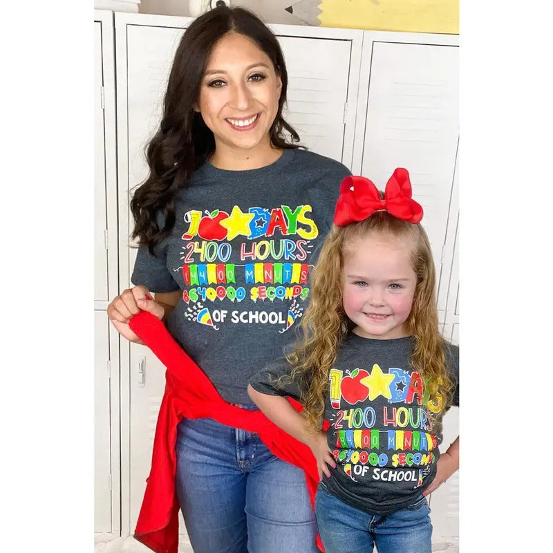 100 Days, Hours, Minutes of School T-Shirt Hoodie Sweatshirt | PrintMintTees.com