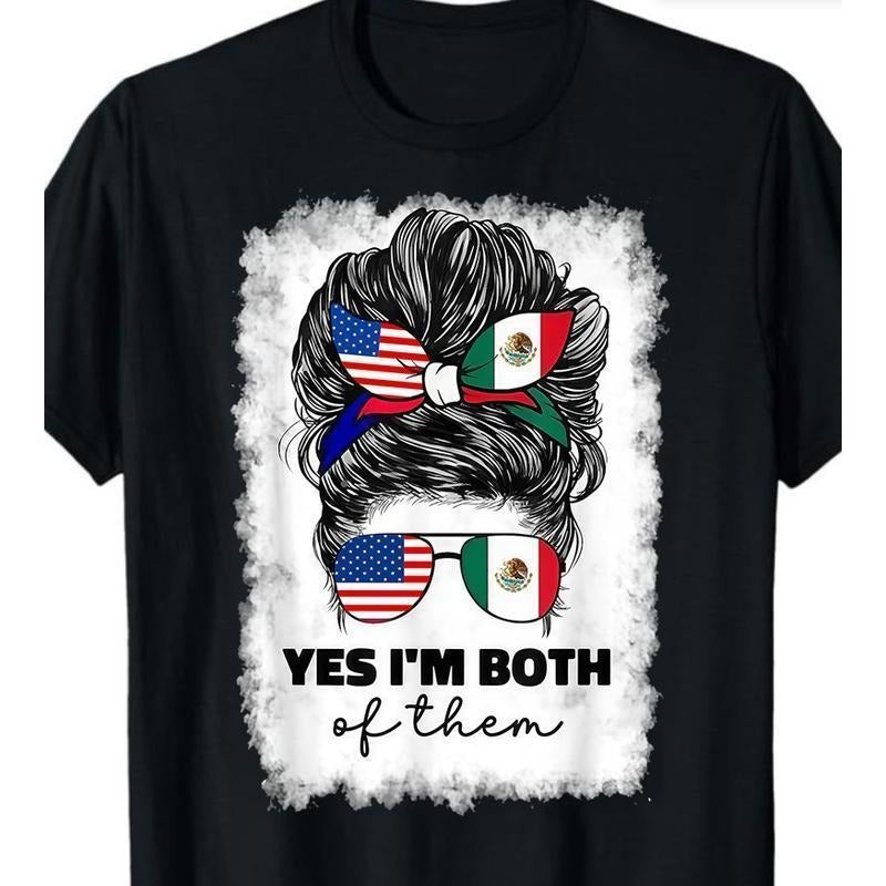 100%cotton Half Mexican And American Mexico America Usa Flag Girl Woman T-Shirt style 03 Hoodie Sweatshirt