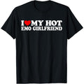 100%cotton I Love My Hot Emo Girlfriend Shirt I Red Heart My Hot Emo Gf T-Shirt