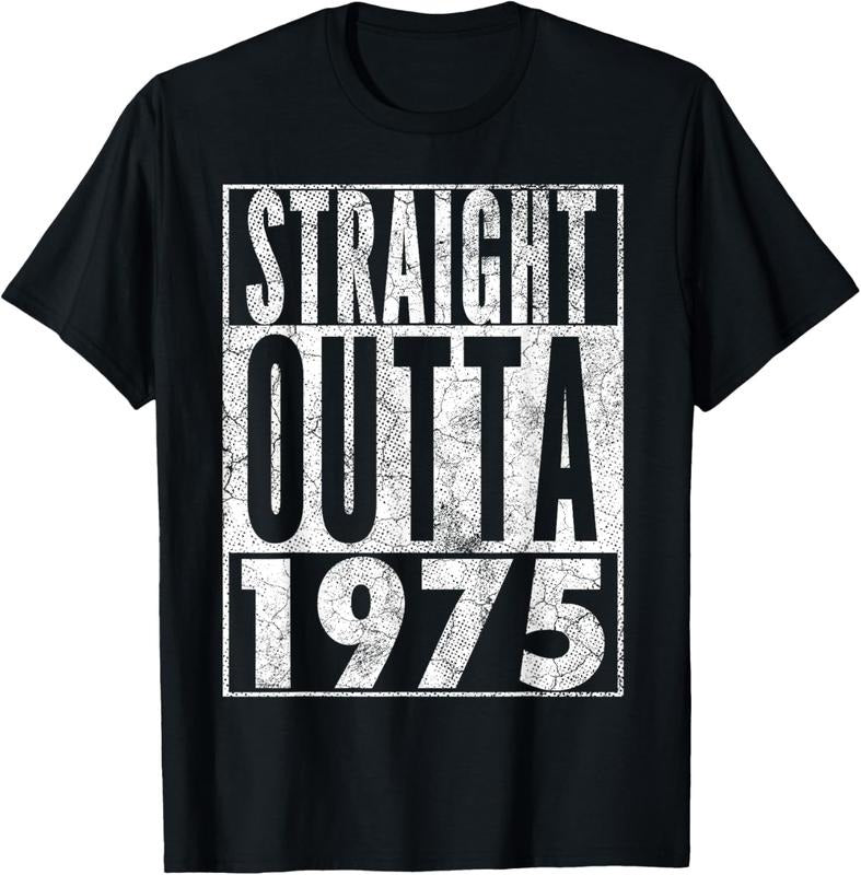100%cotton Straight Outta 1975 50th Birthday Shirt 50 Years Old Vintage T-Shirt Hoodie Sweatshirt | PrintMintTees.com