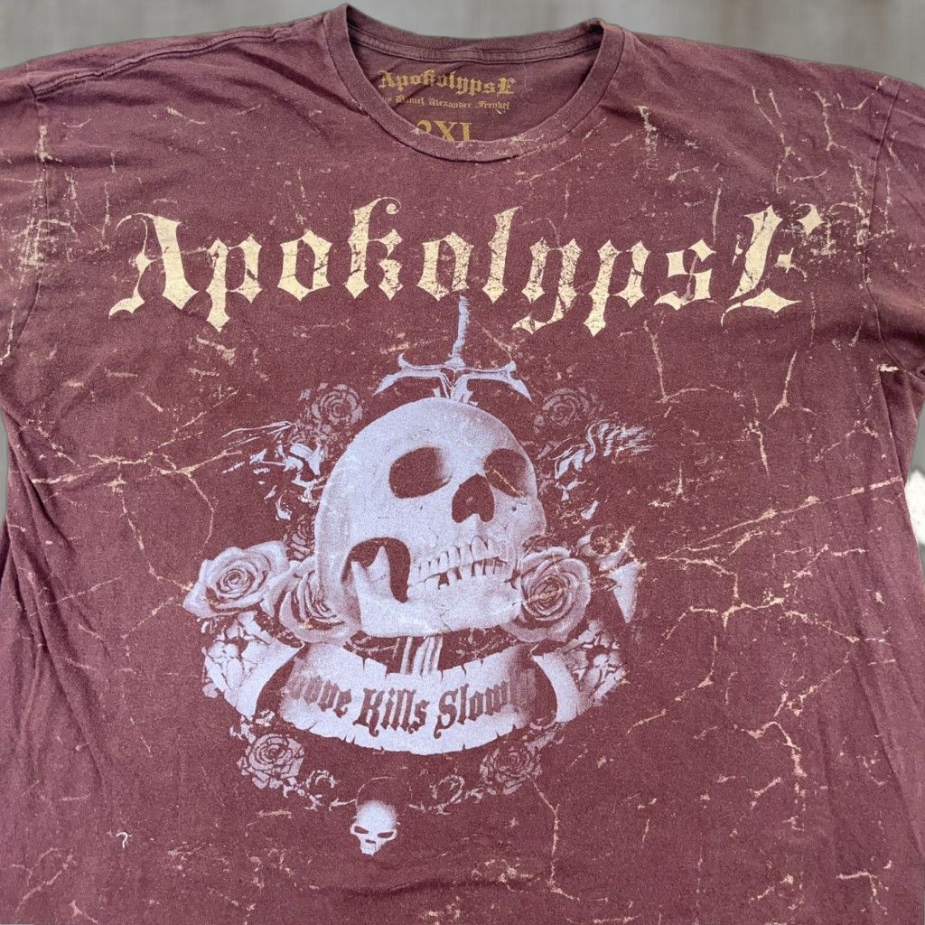 Etro Vintage Apokolypse Shirt Men 2xl Brown Ghost Skull Grunge Punk Retro Tee Crew Neck Short Sleeve Hoodie Sweatshirt