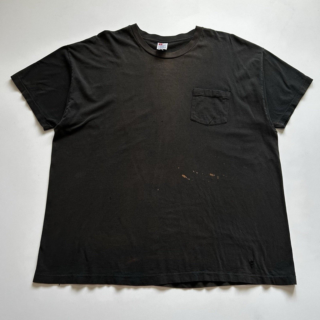 Vintage 90s Hanes Pocket T Shirt 2xl Sun Faded Black Rare Hoodie Sweatshirt | PrintMintTees.com