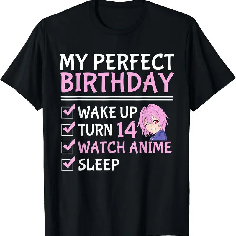 14Th Perfect Birthday Watch Anime 14 Years Old Anime Girls TShirt Hoodie Sweatshirt | PrintMintTees.com