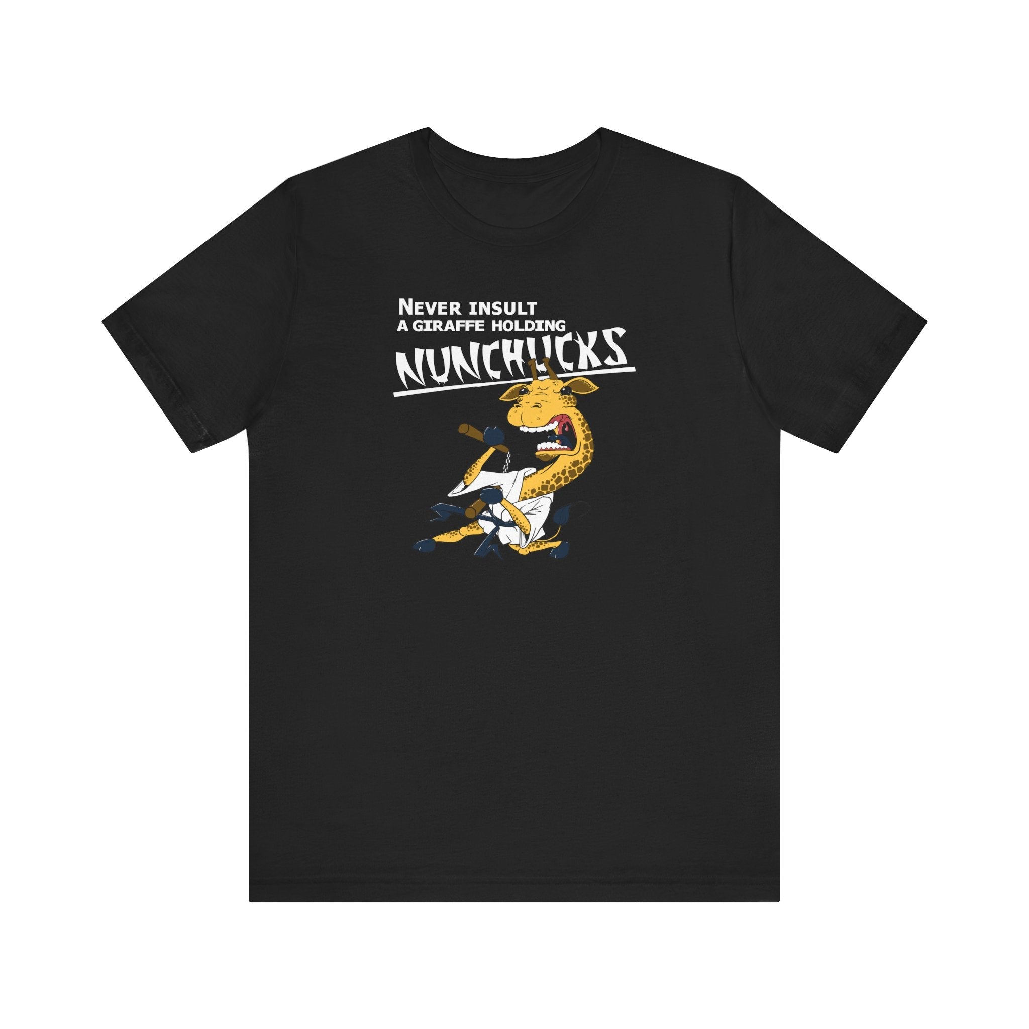 Never Insult A Giraffe Holding Nunchucks - Men's T-Shirt