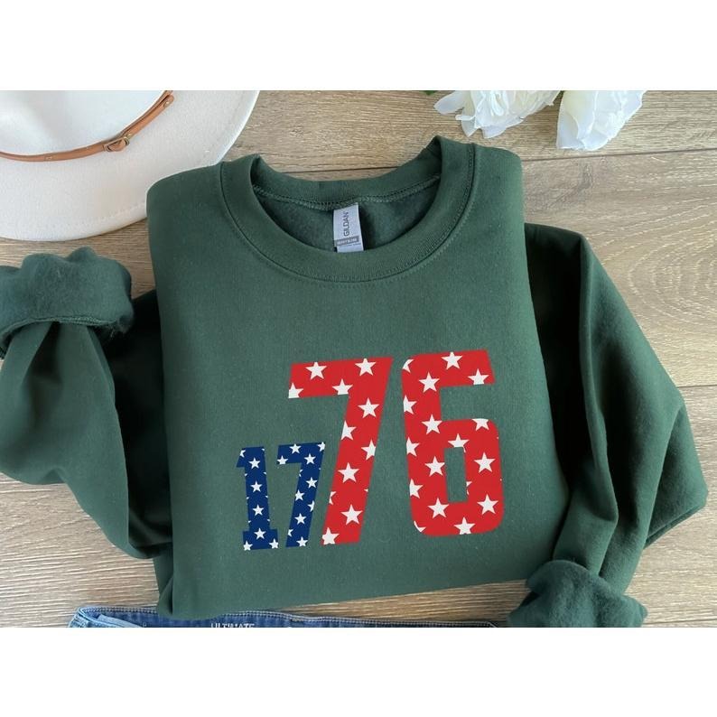 1776 America Independence Day tshirt, 4th of July Patriotic Printed Sweater, Comfy Color Unisex Retro Shirt, Special Gift