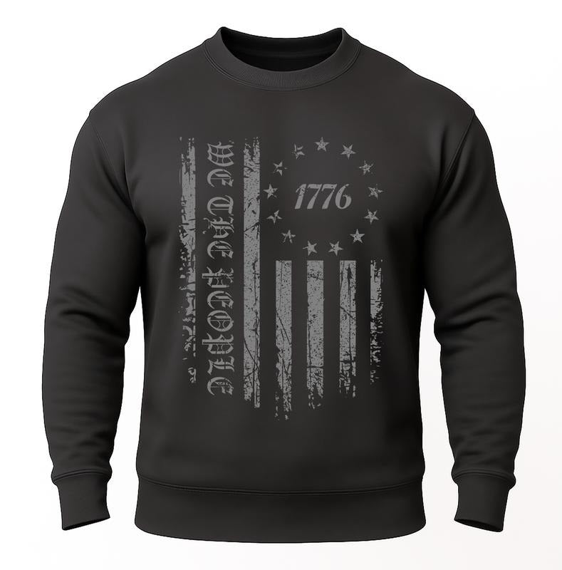 1776 We The People Sweatshirt | Distressed American Flag | Patriotic Unisex Crewneck for Men & Women Shirt Hoodie