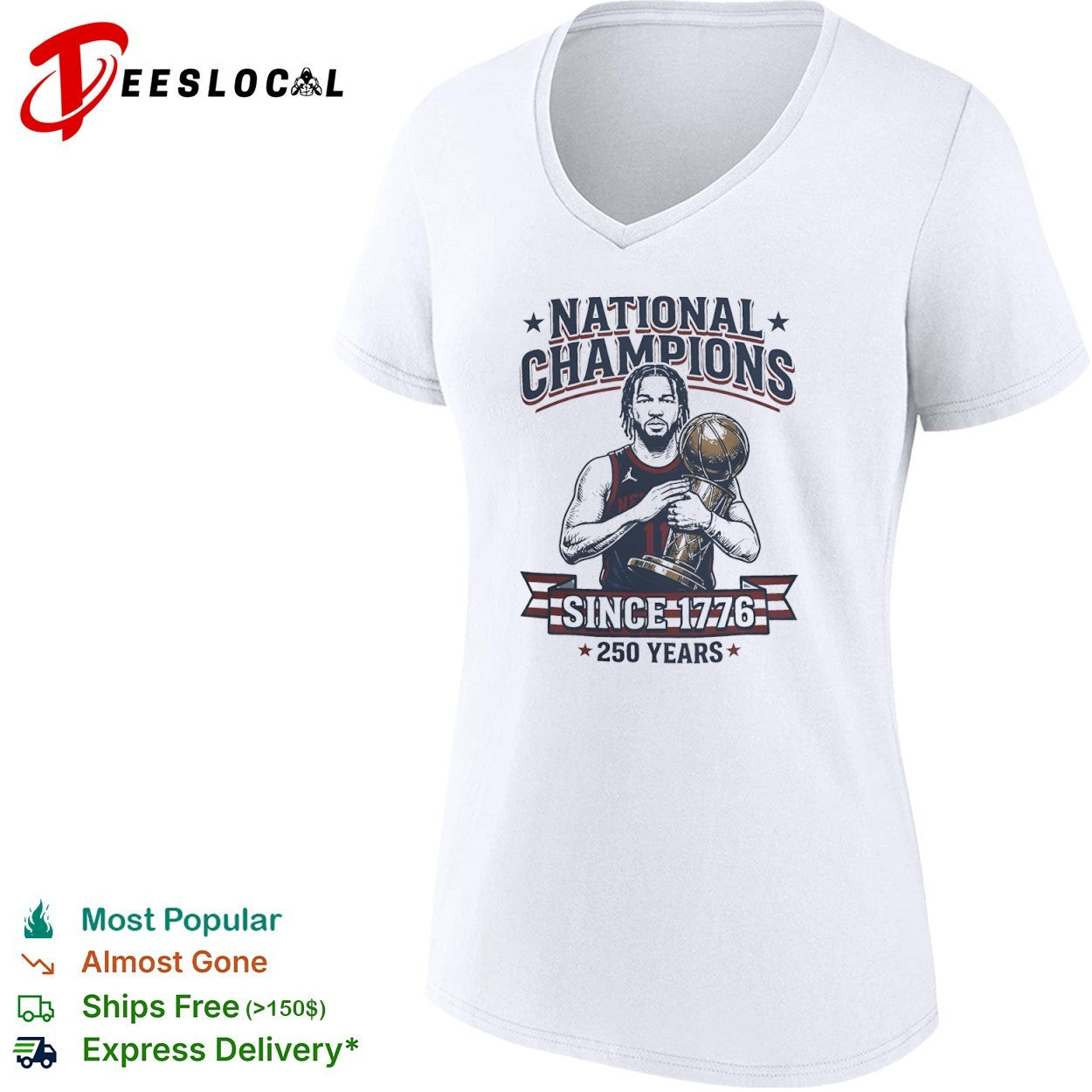 1776 national champions 250 years basketball trophy shirt