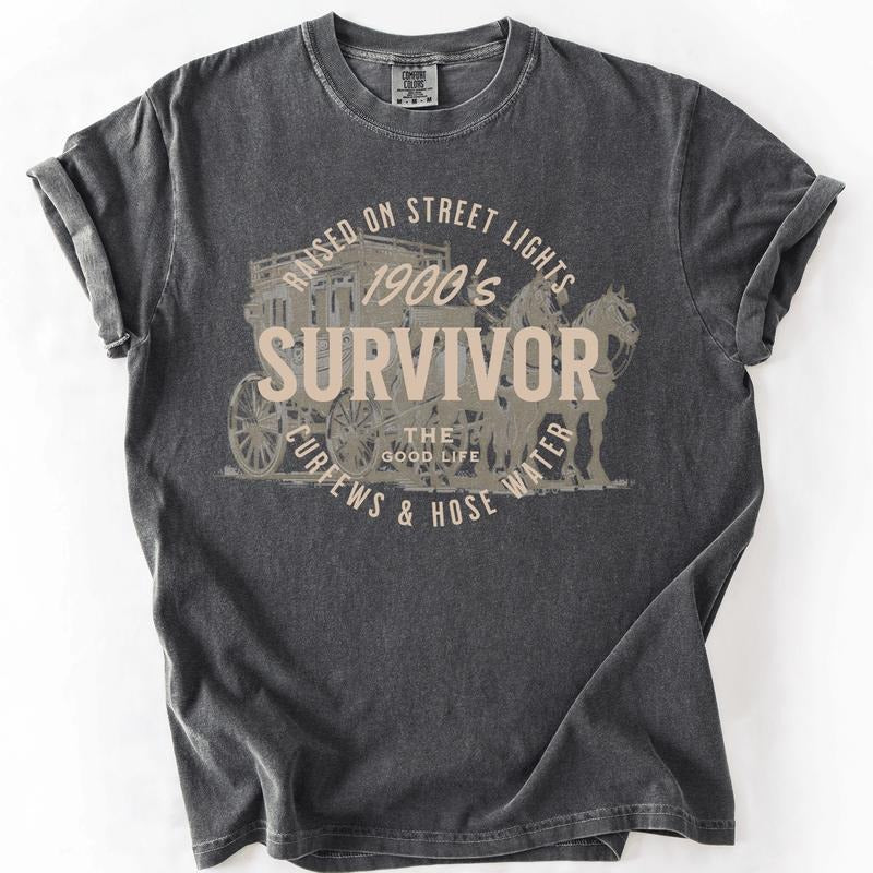 1900s Survivor, Funny, Gen X, Comfort Colors T-Shirt, Women's Comfort Colors Tee Hoodie, Sweatshirt | PrintMintTees.com