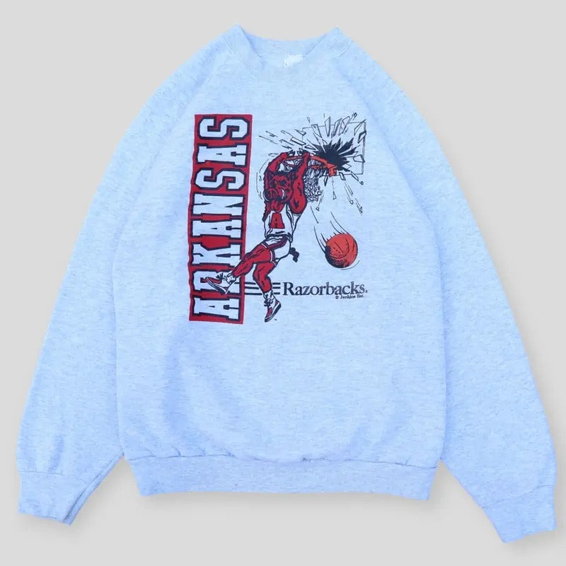 1993 Arkansas Razorbacks Shattered Backboard Crewneck Basic Sweatshirt Cotton Shirt Hoodie | PrintMintTees.com