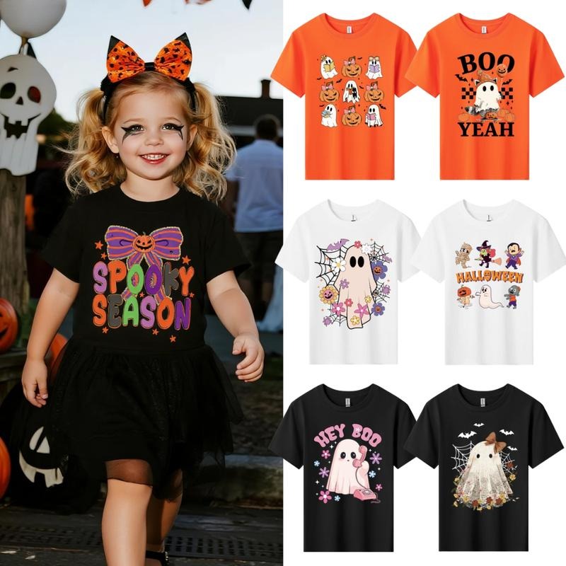 1PCS Halloween Boys Girls Skeleton Zombie Cute Pumpkin Cotton T Shirt Kid Costume Spooky Season Boo Yeah Design Hoodie...