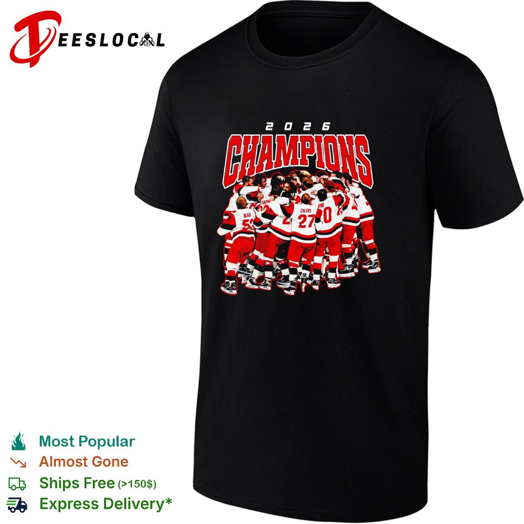 Carolina Hurricanes hockey 2026 NHL Champions all team celebration shirt