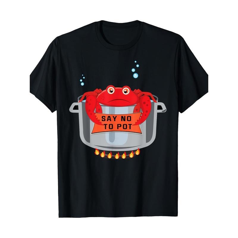 1pc Crayfish & Crab Graphic Tee, 100% Cotton Crew Neck T-Shirt with Slight Stretch, Regular Fit Sports Style Printed Top...