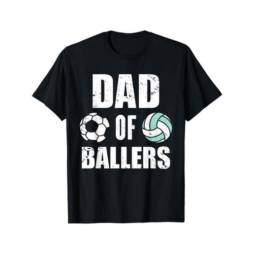 '1pc Men'S Casual Cotton T-Shirt with "Dad of Ballers" Print- Crew Neck, Loose Fit, Slight Stretch, All-Season Knit...