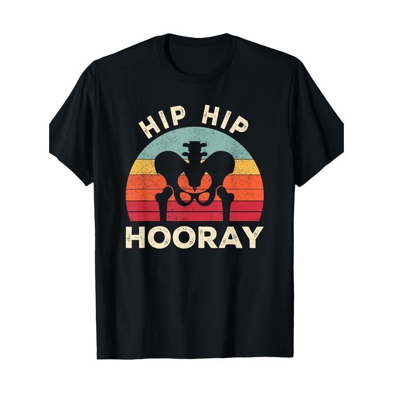 1pc Men'S Hip Surgery Recovery T-Shirt - 100% Cotton, Geometric-Pattern, Crew Neck, Short Sleeve, Casual All-Season Tee,...